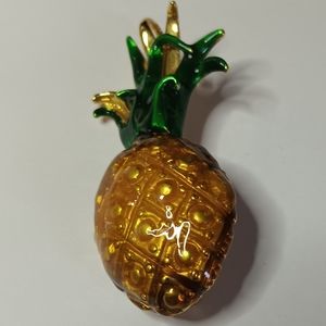 Vintage Saxon Enamel Pineapple Brooch/Pendant. 2 1/2" X 1/4"